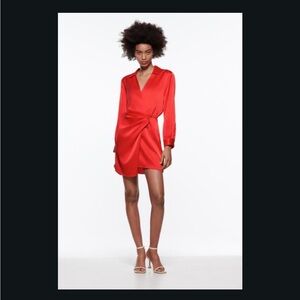Zara Vibrant Red Long Sleeve Dress